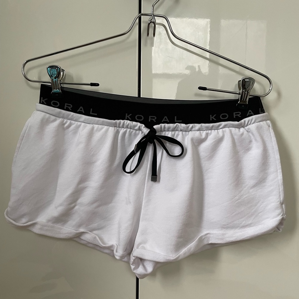 KORAL Terry Shorts Color-White/Black Size-Medium NWOT